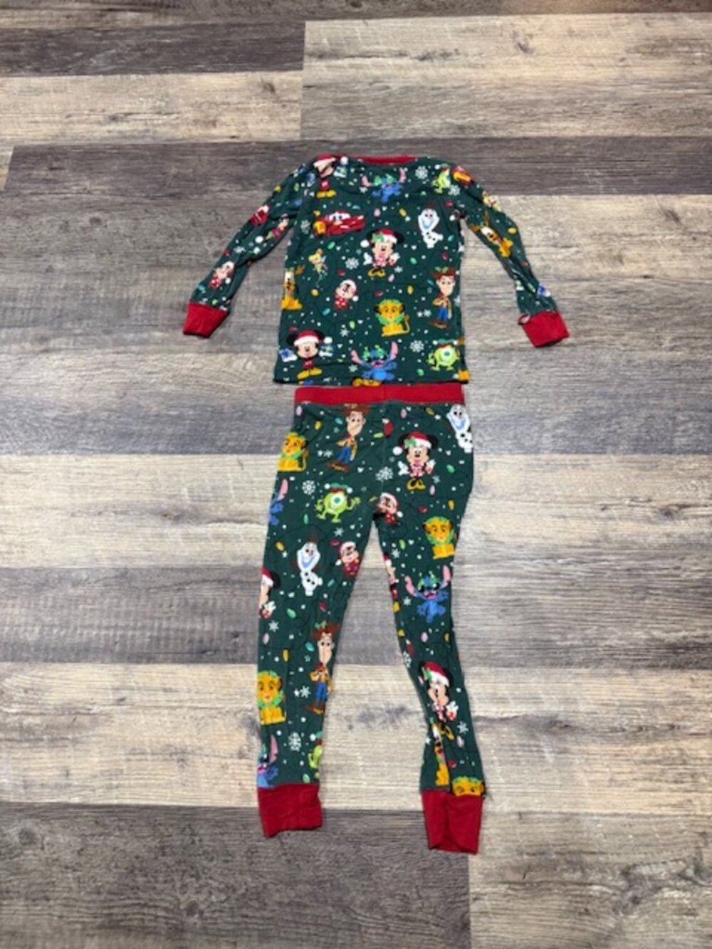 Little Sleepies Two-Piece Pajama Set Size 2T Disney Christmas Print - Picture 2 of 5